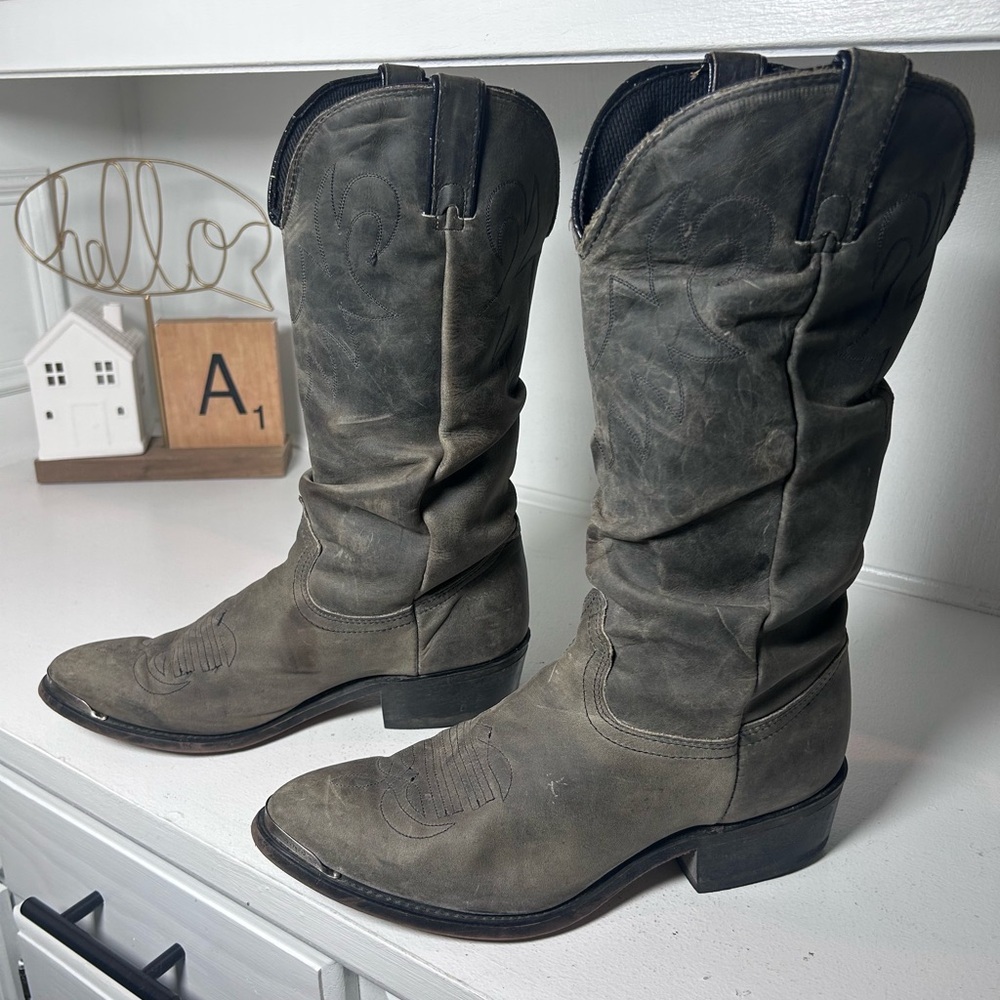 Durango Slouchy Western Boots Men’s 7.5 Women’s 9 Gray Distressed Cowboy Toe Cap